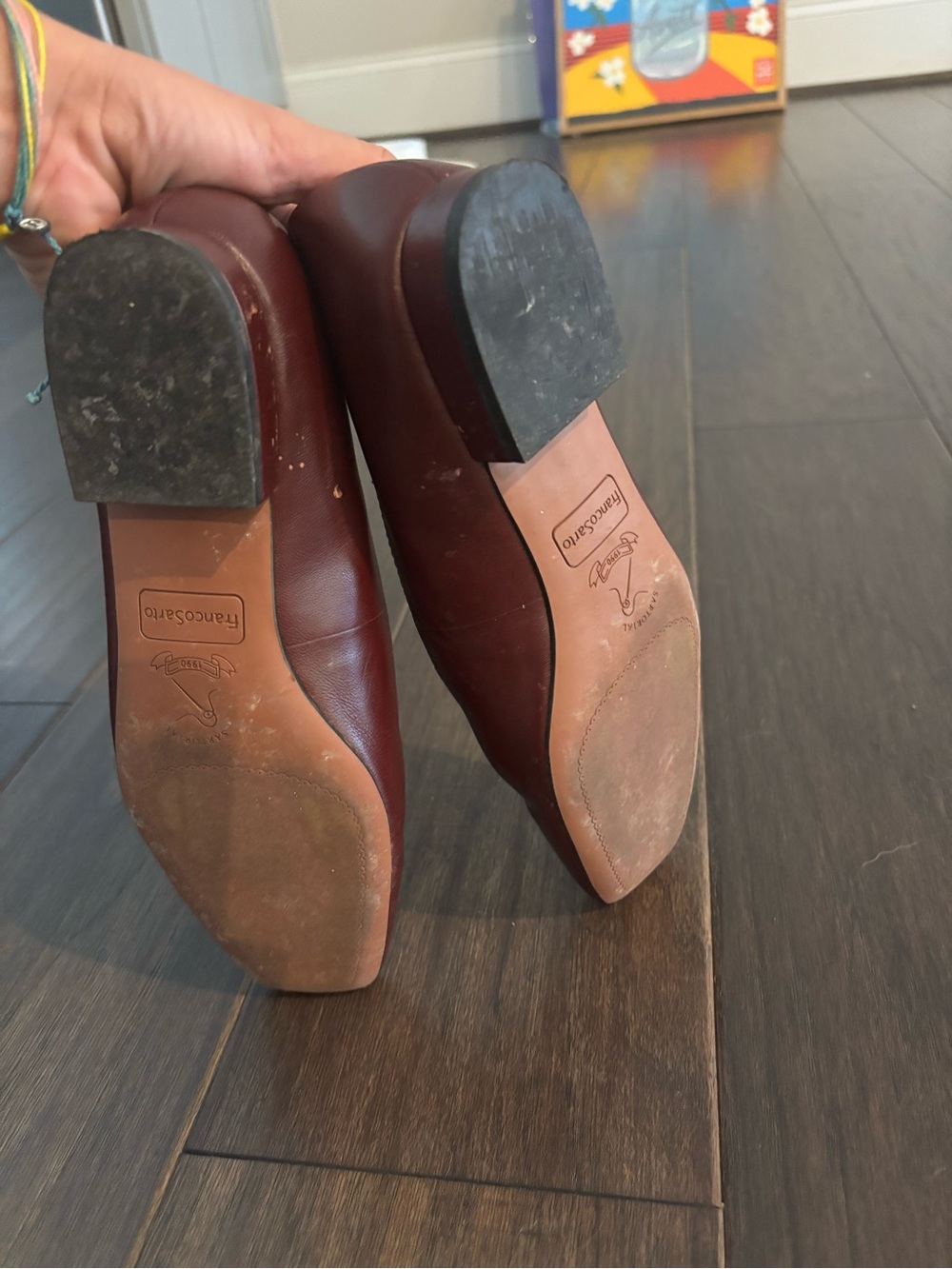 Franco Sarto Wine Leather Square-Toe Ballet Flats - Picture 4 of 4